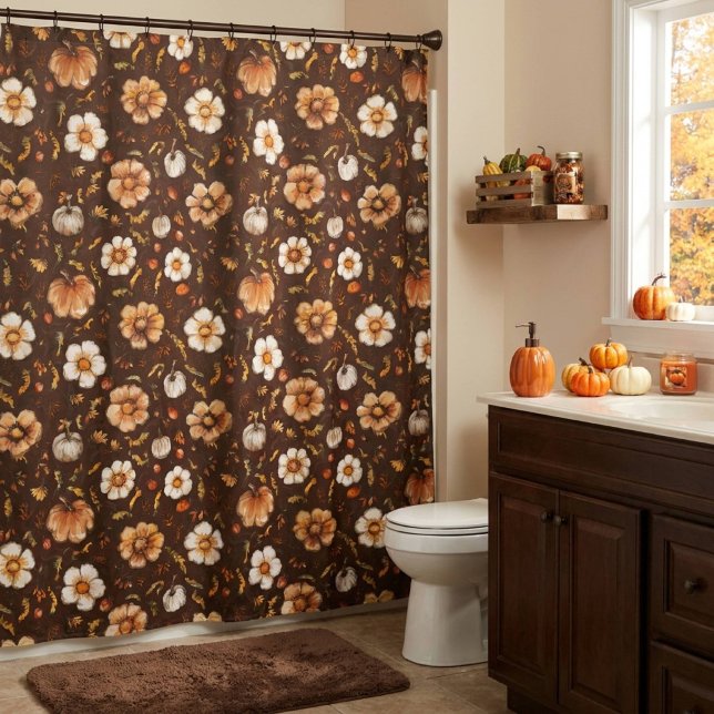 Cortina De Ducha Calabazas y flores de otoño  (Subido por el creador)