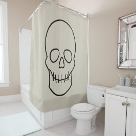 Cortina De Ducha Calavera - Blanco óseo y negro mural