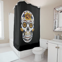 Calavera de azúcar Rosa Amarilla sobre Negro