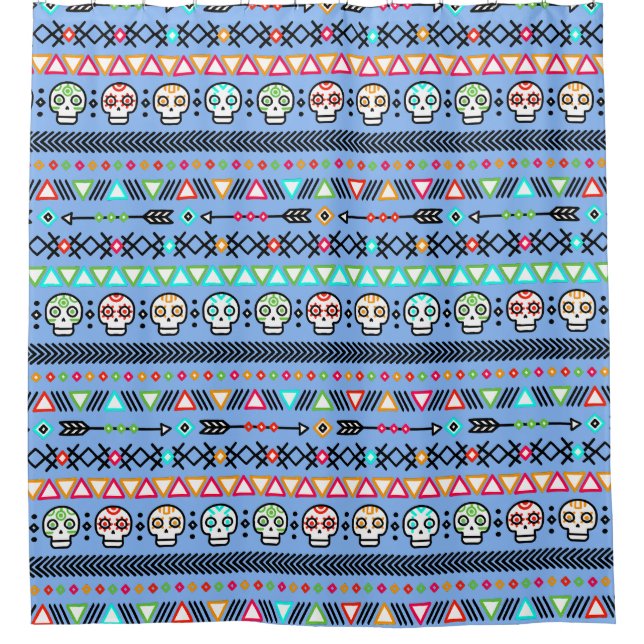 Cortina De Ducha Calavera de azúcar y flechas (Anverso)