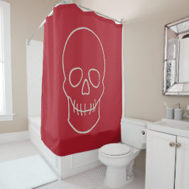 Cortina De Ducha Calavera - Rojo en sangre y blanco óseo