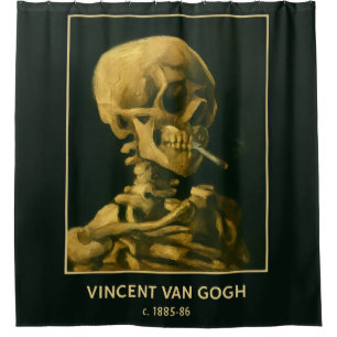 Cortina De Ducha Calavera Vintage Fumando – Única Inspirada en Van 