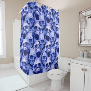 Cortina De Ducha Calaveras azules oscuras