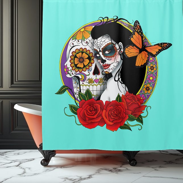 Cortina De Ducha Calaveras de azúcar Art Nouveau (Subido por el creador)