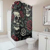 Calaveras y rosas rojas Floral gótico