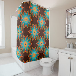 Cortina De Ducha Caleidoscopio circular en una mezcla de leña y sat