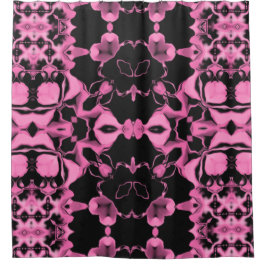 Cortina De Ducha Calidoscopio rosa con negro