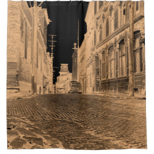 Cortina De Ducha Calle Quebec Canadá con el coche de los años 30 de