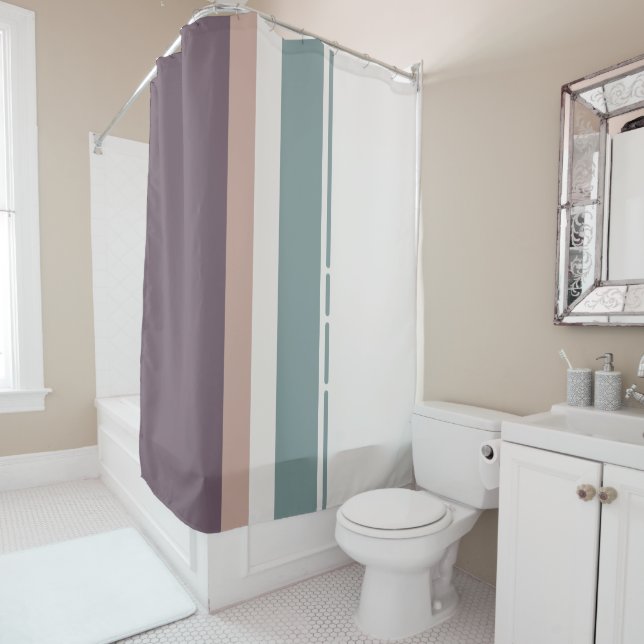 Cortina De Ducha Calm Neutral Stripes – Modern Bathroom Aesthetic (In situ)