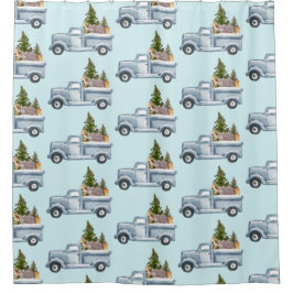 Cortina De Ducha Camión de navidades con patrón de animales comesti