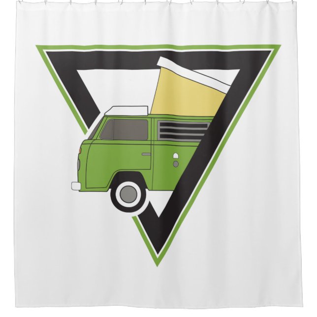 Cortina De Ducha camioneta verde clásica triangular (Anverso)