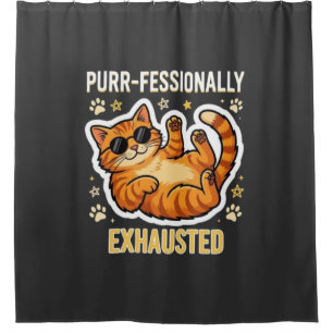 Cortina De Ducha Camiseta divertida de gato perezoso y profesionalm