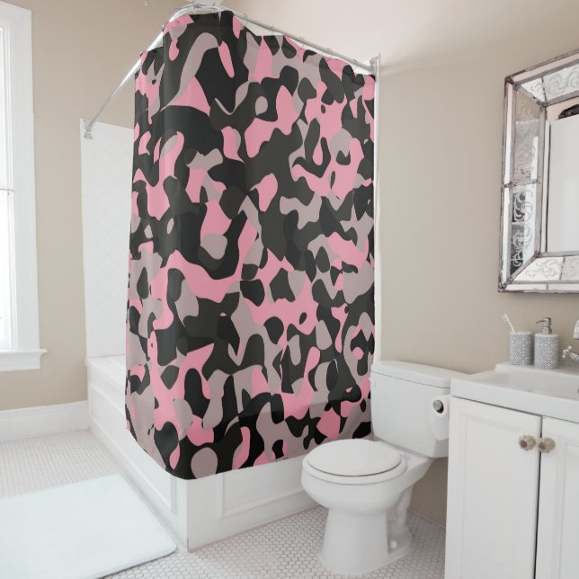 Cortina De Ducha Camo rosa y negro (In situ)
