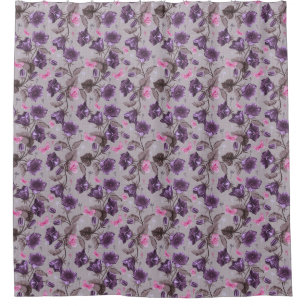 Cortina De Ducha campanas de mano violetas y modelo de mariposas