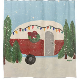 Cortina De Ducha Camping Trailer at Christmas