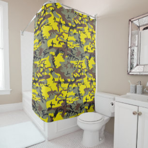 Cortina De Ducha Camuflaje amarillo y marrón, ejército