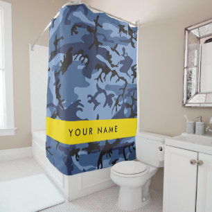 Cortina De Ducha Camuflaje azul marino Tu nombre Personaliza