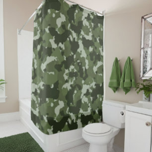 Cortina De Ducha Camuflaje Camo Verde Ejército Bosque