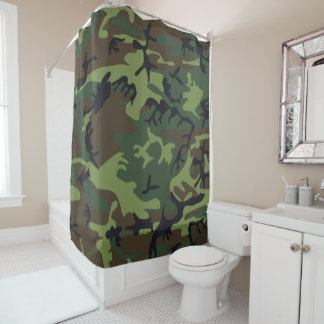 Cortina De Ducha Camuflaje Militar Bosque Verde