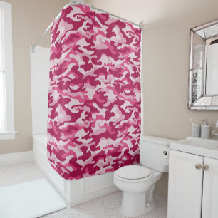 Cortina De Ducha Camuflaje rosa de Camo
