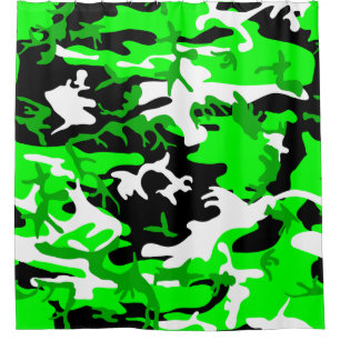Cortina De Ducha camuflaje verde ácido camuflaje blanco negro