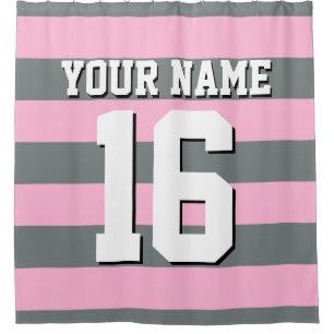 Cortina De Ducha Candy Cotton Pink Charcoal Sports Stripe de Jersey