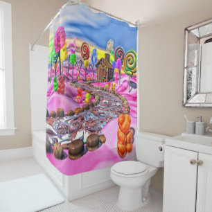 Cortina De Ducha Candyland rosado