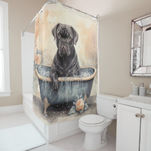 Cortina De Ducha Cane Corso en Bañera Acuarela Arte de Perro