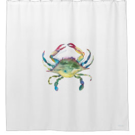 Cortina De Ducha Cangrejo azul acuarela