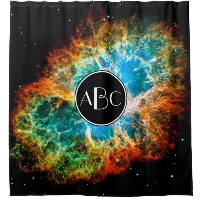 Cortina De Ducha Cangrejo Nebula Supernova con Personalizado Monogr (Anverso)