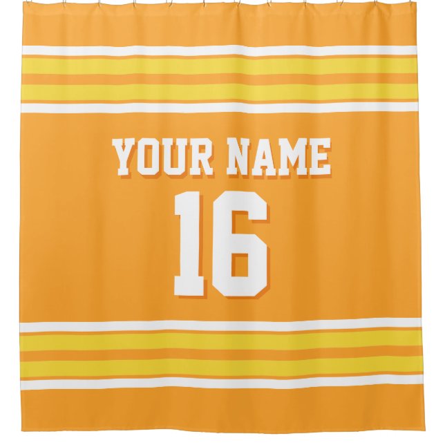 Cortina De Ducha Cantaloupe Naranja Yellow Wht Stripes Sports Jerse (Anverso)