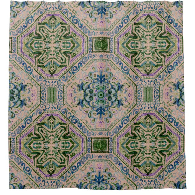 Cortina De Ducha Canvas Green and Indigo  (Anverso)