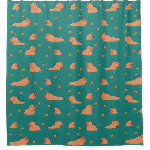 Cortina De Ducha capibaras flotantes con naranja