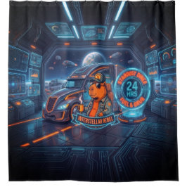Cortina De Ducha Capybara ciberpunk camionero espacial arte de neón