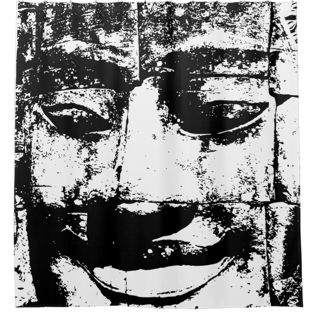 Cortina De Ducha Cara de piedra jemer... Templo de Bayon, Camboya (Anverso)