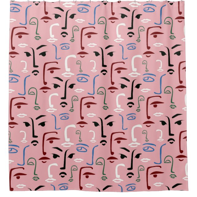 Cortina De Ducha Caras monocromas (Anverso)