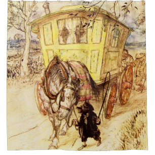 Cortina De Ducha Caravana Gitana – Tarde Dorada de Arthur Rackham