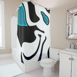 Cortina De Ducha Cargo de profundidad: resumen negro, blanco y azul
