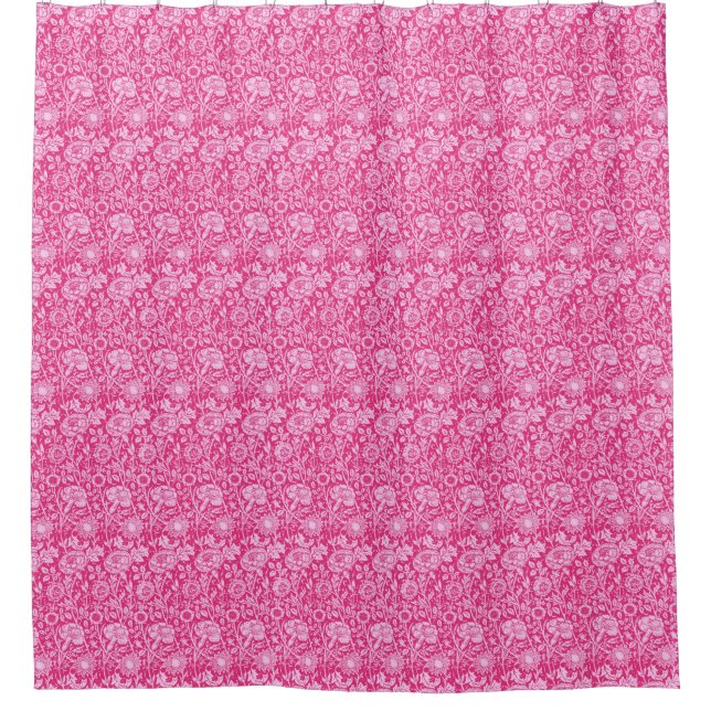 Cortina De Ducha Carnación modernista Damasco, rosa de Fuchsia (Anverso)