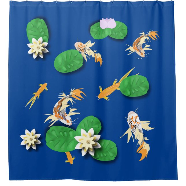 Cortina De Ducha Carpa Koi y Nenúfar (Anverso)