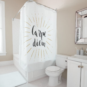 Cortina De Ducha Carpe Diem agarra la tipografía Mano-indicada con