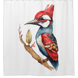 Cortina De Ducha Carpintero rojo y azul