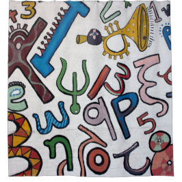 Cortina De Ducha Cartas y números coloridos