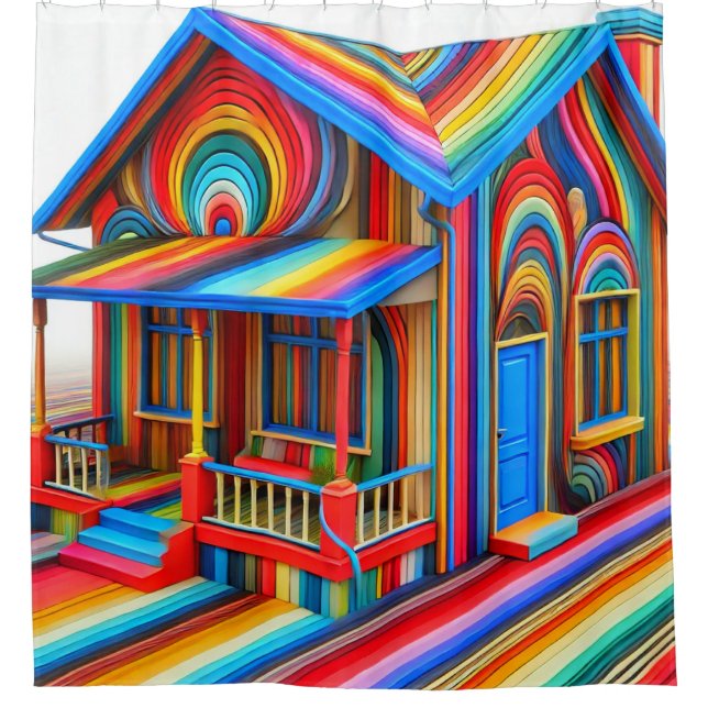 Cortina De Ducha Casa arco iris (Anverso)