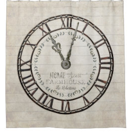 Cortina De Ducha Casa rural rústica tipografía de reloj romano