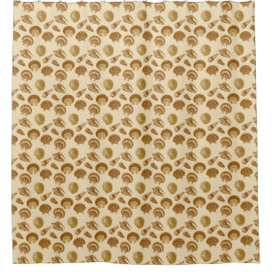 Cortina De Ducha Casas de mar - Marrón en un fondo beige