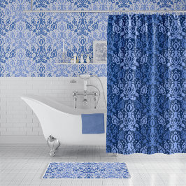 Cortina De Ducha Casbah azul Damasco marroquí