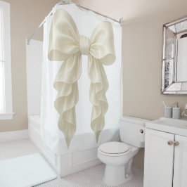 Cortina De Ducha Cascada de crema Ruffle Bow Elegante Posh Femenino