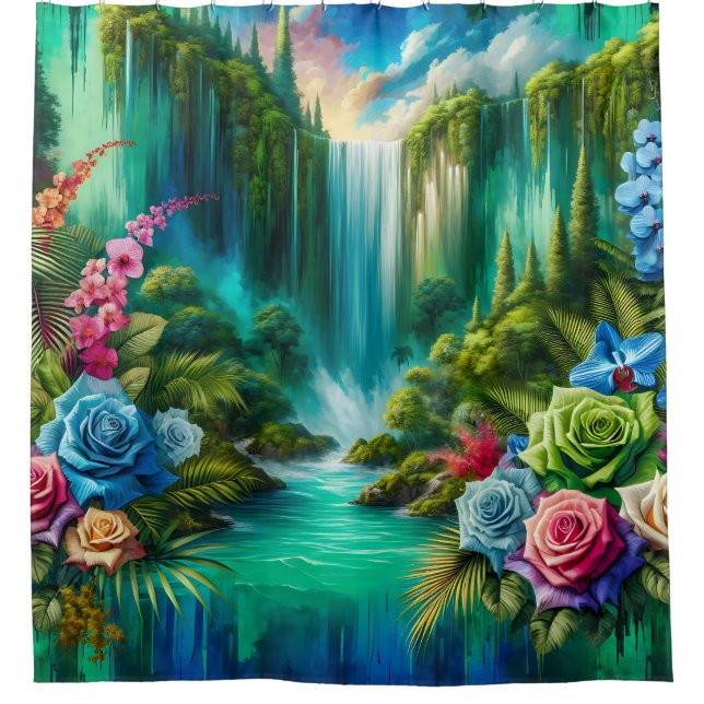 Cortina De Ducha "Cascada de jardín mística" (Anverso)