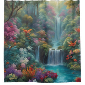 Cortina De Ducha "Cascada tropical mística"